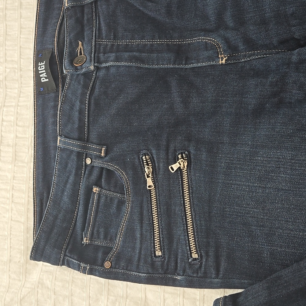 PAIGE Womans High Rise Edgemont Skinny Jeans in Whiskers Darker Wash Sz 32 - Picture 9 of 12